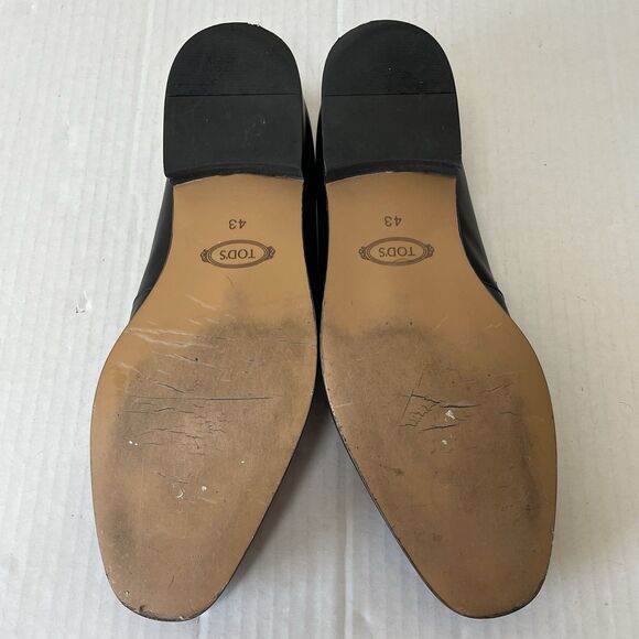 Tod\'s Men\'s Black Leather Stamped Logo Penny Loafers Slip On Shoes EU 43 US 10 main image 12